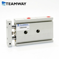TEAMWAY Cilindro Deslizante Guía Serie GSB/GSU de Doble Varilla, Mesa Neumática de Aluminio con Pistón, Buje Sinterizado y Opción de Rodamiento Lineal