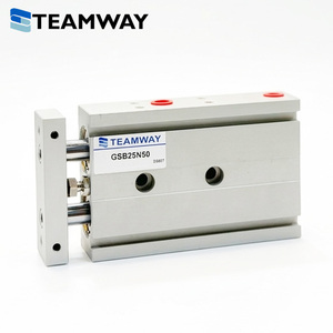 TEAMWAY Cilindro Deslizante Guía Serie GSB/GSU de Doble Varilla, Mesa Neumática de Aluminio con Pistón, Buje Sinterizado y Opción de Rodamiento Lineal - Product Image 1