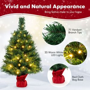24-Inch Mini Pre-Lit Fir Christmas <b>Tree</b> Small <b>Tabletop</b> Xmas Lights - Product Image 6
