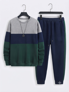 Conjunto Deportivo para Hombre, Estilo Color Block, Pantalones con Cordón y Bolsillos Laterales, Sudadera con Capucha y Manga Larga, Ropa de Invierno 100% - Product Image 6