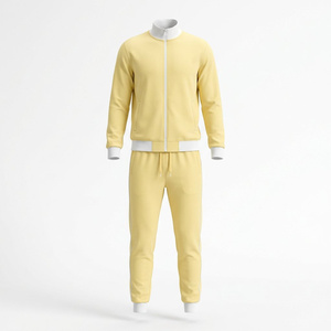 Unisex Green Hooded Tracksuit <b>Set</b> 100% Cotton Regular Fit Solid Color Casual Wear with Side Pockets and Elastic Waist - Product Image 1