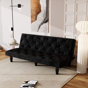 Divano Letto in Velluto Nero da 66 Pollici, Elegante Trasformazione in Letto per Soggiorni Familiari e Appartamenti, Trasformazioni Eleganti nelle Camere da Letto - Product Image 4