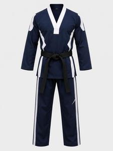 Vêtement de judo unisexe bleu marine à rayures blanches, coupe classique, adulte, 100% coton, séchage rapide, durable, respirant, vente chaude, OEM - Product Image 1