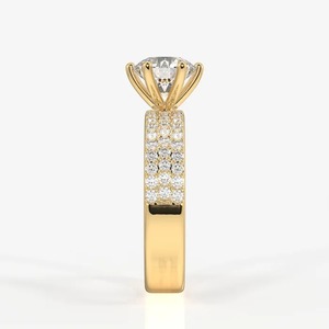 แหวนหมั้นเพชรทรงกลม 1.15 กะรัต เพชรเลี้ยงในห้องปฏิบัติการ ทองคำขาว 14K วงแหวนสามแถวแบบฝังเพชรเต็มวง แหวนเจ้าสาว - Product Image 4