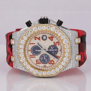 นาฬิกาควอตซ์โมอิสซาไนต์แฟชั่นสแตนเลสสตีลสำหรับผู้ชาย สไตล์ฮิปฮอป หน้าปัดกระจก ผ่านการทดสอบเพชร 100% - Product Image 3