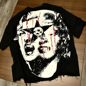 Camiseta Gráfica Gótica para Hombre con Estampado de Calavera, Estilo Urbano Oversize, Algodón Casual, Hip Hop, Estilo Oscuro, Camiseta de Moda - Product Image 3