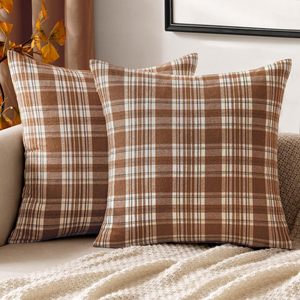 Fundas de Almohada Decorativas de Verano, Ecológicas, Lavables y Personalizables, con Diseño a Cuadros y Rayas, de Algodón Americano, con Cierre de Cremallera - Product Image 2