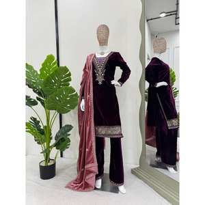 Party Wear Ensemble de costume XL avec fil et travail de séquence - Product Image 4