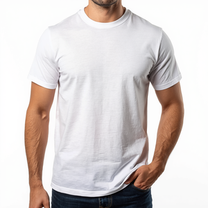 T-shirt blanc imprimé pour homme, en coton, décontracté, avec motif graphique, couleur unie, haut tendance avec personnalisation OEM ODM - Product Image 2