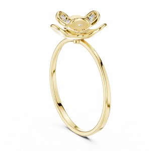 Anillo solitario de oro amarillo macizo de 14k para mujer con diamante de corte redondo minimalista de Fluid Shapes Diamond, ideal para compromiso o aniversario. - Product Image 4