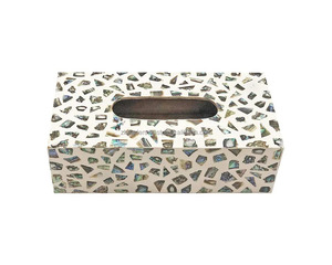 Boîte à mouchoirs élégante avec incrustation de coquillages et motif en nacre, logo personnalisé, étanche, pour la décoration de salle de bain de luxe - Product Image 6
