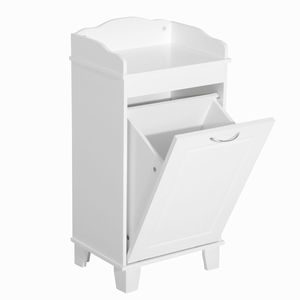 31\" Free Standing White Home Organizer Hamper Tilt Out <b>Laundry</b> <b>Storage</b> Cabinet for Bathroom Use - Product Image 1