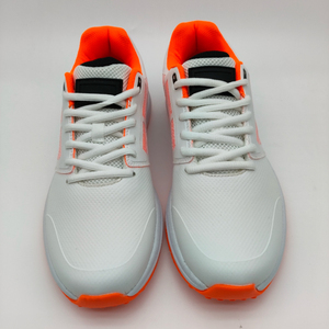 Chaussures de sport respirantes en synthétique à lacets blancs et oranges pour le cricket et l'entraînement en extérieur - Product Image 1