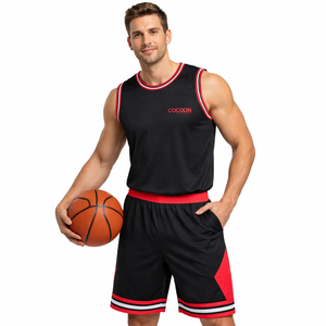 Conjunto de uniforme de baloncesto para hombre, camiseta sin mangas, pantalones cortos, kit de entrenamiento atlético, ropa deportiva transpirable de secado rápido, ropa de equipo 100% - Product Image 1