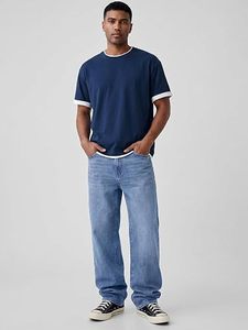 Jeans de Pierna Recta para Hombre, Cintura Media, Lavado a la Piedra, Algodón Denim, Corte Regular, Casual, Vintage, para Primavera, Resistentes al Viento e Impermeables - Product Image 1