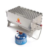 Barbecue portable pliable compact en acier inoxydable au gaz et au charbon de bois, style 2026, pour camping