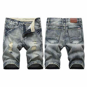 กางเกงยีนส์ขาสั้นผู้ชายดีไซน์เท่ห์ทันสมัยสำหรับฤดูร้อน สไตล์ไฮสตรีท คุณภาพสูง ประดับด้วยคริสตัล - Product Image 3