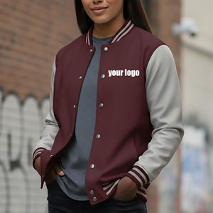 Chaqueta de Béisbol Varsity Holgada y Moderna Hecha a Medida para Mujer, Transpirable, de Algodón y Lana, con Diseño de Logotipo Personalizado - Product Image 1