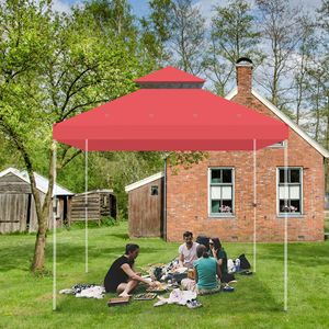 Gazebo Pergola Rosso 3x3m con Tettoia 2T - Product Image 2