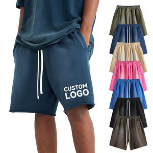 Pantalones Cortos de Algodón French Terry de 440 g/m² con Efecto Desgastado por el Sol, Estampado 3D en Relieve, Estilo Vintage, para Hombre, Deportivos, Lisos, con Lavado Ácido - Product Image 5