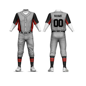Custom Printed Baseball Jersey Men's Gray <b>Red</b> Team Name Number 00 Short Sleeve Breathable Polyester High Quality All Seasons - Product Image 2
