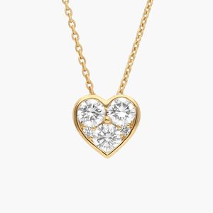 Diamond Cluster Heart Pendant <b>Necklace</b> with 0.5 CTW Round Cut Diamonds in White Gold - Product Image 1