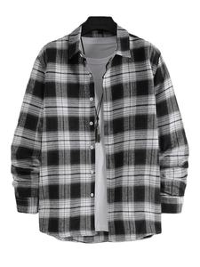 Chemise formelle à manches longues à carreaux en tissu 100% coton pour hommes - Product Image 3