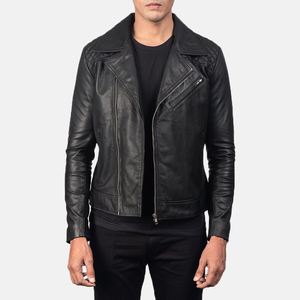 Blouson en cuir de vachette pour homme, nouvelle collection, tendance, avec logo personnalisé, 100 % cuir véritable, décontracté, fermeture éclair, printemps - Product Image 4