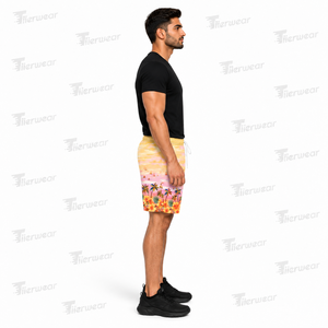 Shorts de Playa para Hombre con Estampado Tropical, Secado Rápido, Cordón Ajustable, Traje de Baño Casual de Verano, Cintura Media, Corte Corto - Product Image 3