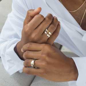 Men's Wedding Band Modern Sliding Wrap <b>Ring</b> Minimalist Overlapping Stacking Bands Wholesale <b>14K</b> 18K Solid <b>Gold</b> 4mm Factory Price - Product Image 2