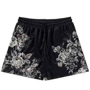 Men Floral Graphic Sublimated Heavyweight Mesh Drawstring Shorts Breathable Quick Dry Running Basketball Athletic - Product Image 1