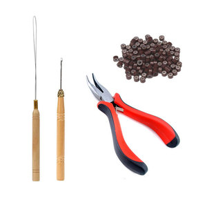 500 Pièces Kits d'Outils Professionnels pour Extensions de Cheveux, Pinces de Pose Marron, Crochets de Traction, Anneaux Micro en Silicone, Dispositif à Perles - Product Image 1