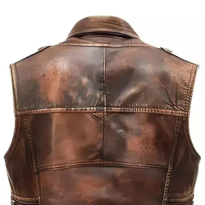 Premium <b>Men's</b> Distressed Brown <b>Leather</b> Vest Vintage Western <b>Waistcoat</b> with Hand-Stitched Details - Product Image 5