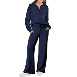 Ensemble de survêtement décontracté 2 pièces pour femme - Veste zippée à col montant et pantalon ample - Collection Hiver - Product Image 1
