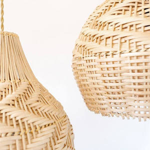 Wholesale Natural <b>Wicker</b> <b>Lampshade</b> Textured Chevron Pendant Light Cover Bulbous Onion Shape Hanging Chandelier Bedroom - Product Image 2