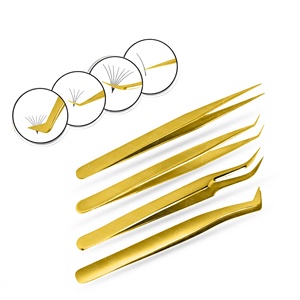 Pinces à cils professionnelles courbées pour extensions de cils, en acier inoxydable, durables, antistatiques, outils pour cils, vente en gros OEM - Product Image 2