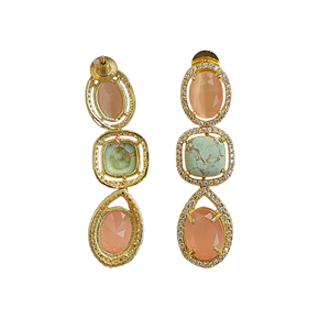 Gold Plated Brass Drop <b>Earrings</b> Zircon Geometric Design Trendy Classic Chandelier <b>Earrings</b> for Women Bohemia Style Party Jewelry - Product Image 2