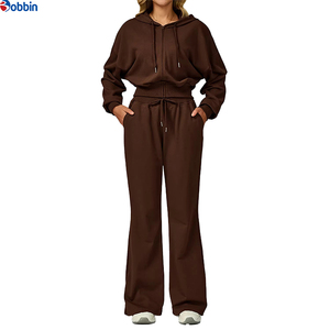 Survêtements pour femmes avec logo personnalisé, ensembles de survêtements à la mode, pantalons de sport brodés, haut à capuche à fermeture éclair à manches longues, ensemble 2 pièces pour femmes - Product Image 4