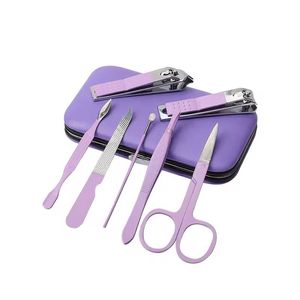 Portable <b>Nail</b> <b>Kit</b> 7 in 1 Stainless Steel Manicure Set with Clipper Scissor File for Adults Classic Style Case Packaging - Product Image 5