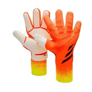 Gants de gardien de but de football personnalisés, doigts entièrement couverts, paume orange imprimée, cuir PU, fermeture auto-agrippante, unisexe, respirants, antidérapants - Product Image 1