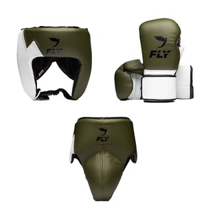 Latest Model Green & <b>White</b> Fly Groin Guard Genuine Leather Sparring & Fighting Muay Thai Boxing Gloves Protection Gear - Product Image 3