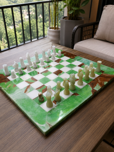 Tablero de Ajedrez de Ónix Verde Ecológico Hecho a Mano con Acabado Pulido de 20-30 mm de Grosor, Decoración Moderna para el Hogar, Manualidades para Mesa de Exterior - Product Image 2