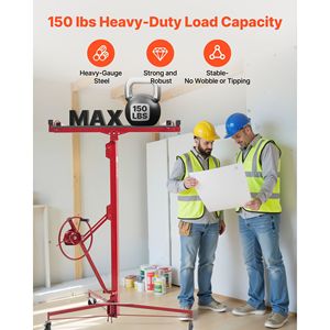 Sollevatore per Cartongesso da 16 Piedi, Capacità 150 Libbre, Braccio Telescopico Regolabile, Ruote Bloccabili, per Costruzioni - Product Image 6