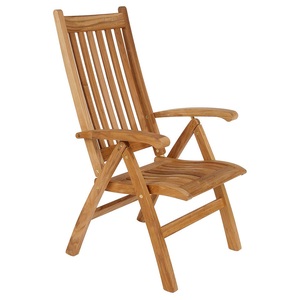 Teak Solid Wood Folding Reclining Garden <b>Chair</b> Outdoor Furniture Patio Manual Adjustable Comfortable Durable <b>Rustic</b> Style Saber - Product Image 1