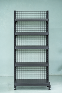 Gridwall Series Heavy Duty Metal <b>Shelf</b> 5-Tier Adjustable Freestanding Vertical Supermarket Display Rack Back Powder Coated <b>Black</b> - Product Image 5