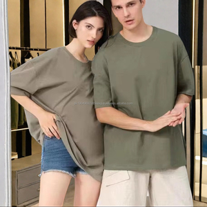 240 grammes de haute qualité vierge 100% coton T Shirt unisexe personnalisé goutte épaule T-shirt lourd avec Logo T-shirt surdimensionné - Product Image 2