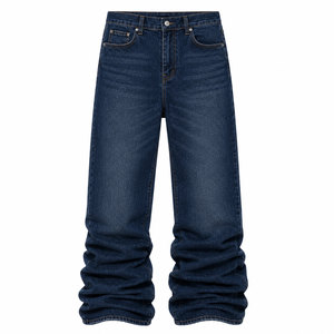 Jeans de Mezclilla de Pierna Recta, Cintura Alta, Lavado a la Piedra, Algodón Ligero, Estilo Vintage Casual para Hombre, Invierno, Ecológicos, Corte Holgado - Product Image 2