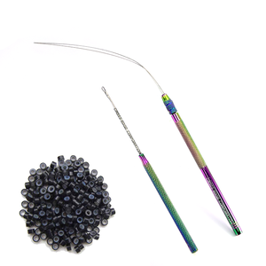 Agujas de tracción profesionales Micro anillos/agujas de bucle pelucas herramienta de extensiones de cabello Micro anillo inserción cuentas gancho herramienta color personalizado - Product Image 2