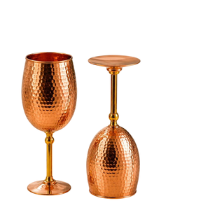 Verre à vin en cuivre massif à pied rond en métal pour bar, fête, mariage, utilisation sur table - Product Image 6