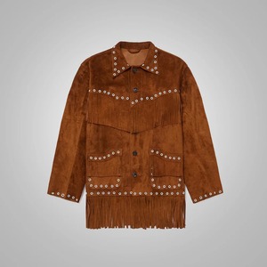 Premium Western Fringe Suede <b>Leather</b> <b>Jacket</b> Classic <b>Retro</b> Cowboy Style <b>Jacket</b> Manufacturer Wholesale Supply - Product Image 5